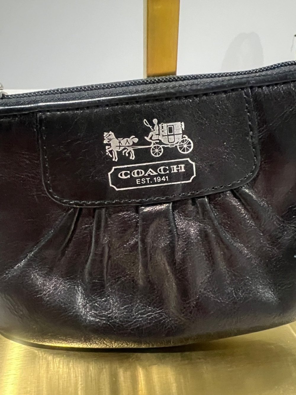 Coach Black Leather Mini Wristlet Crossbody - Picture 2 of 5